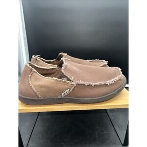 Crocs Santa Cruz Loafer Shoes Mens 7 Brown Canvas Slip On Casual Comfort Frayed